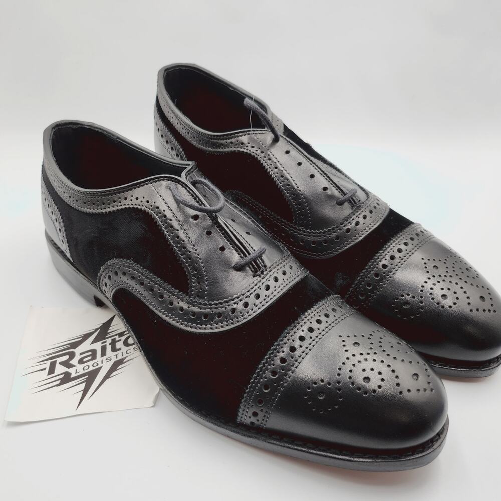 Mens Sz 10 Allen Edmonds Dress Shoes Strand Cap-Toe Velvet Black 6174 new $395
